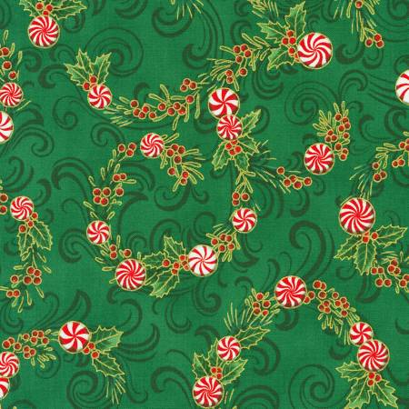 Peppermint Candies Pine Quilting Cotton Christmas