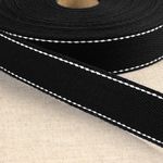 100% Cotton Webbing with Stitches Black