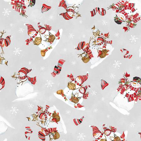 Frosty Frolic Light Gray Snowmen Toss