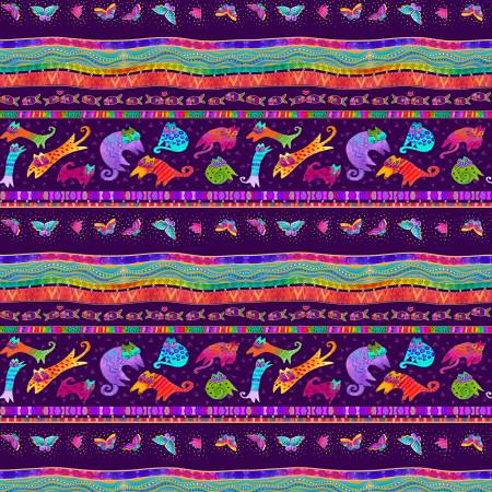 Fantasticats Dark Purple Metallic Digital Pictorial Stripe