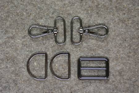 Gunmetal 1-1/4in Wide Bag Strap Hardware 5pc