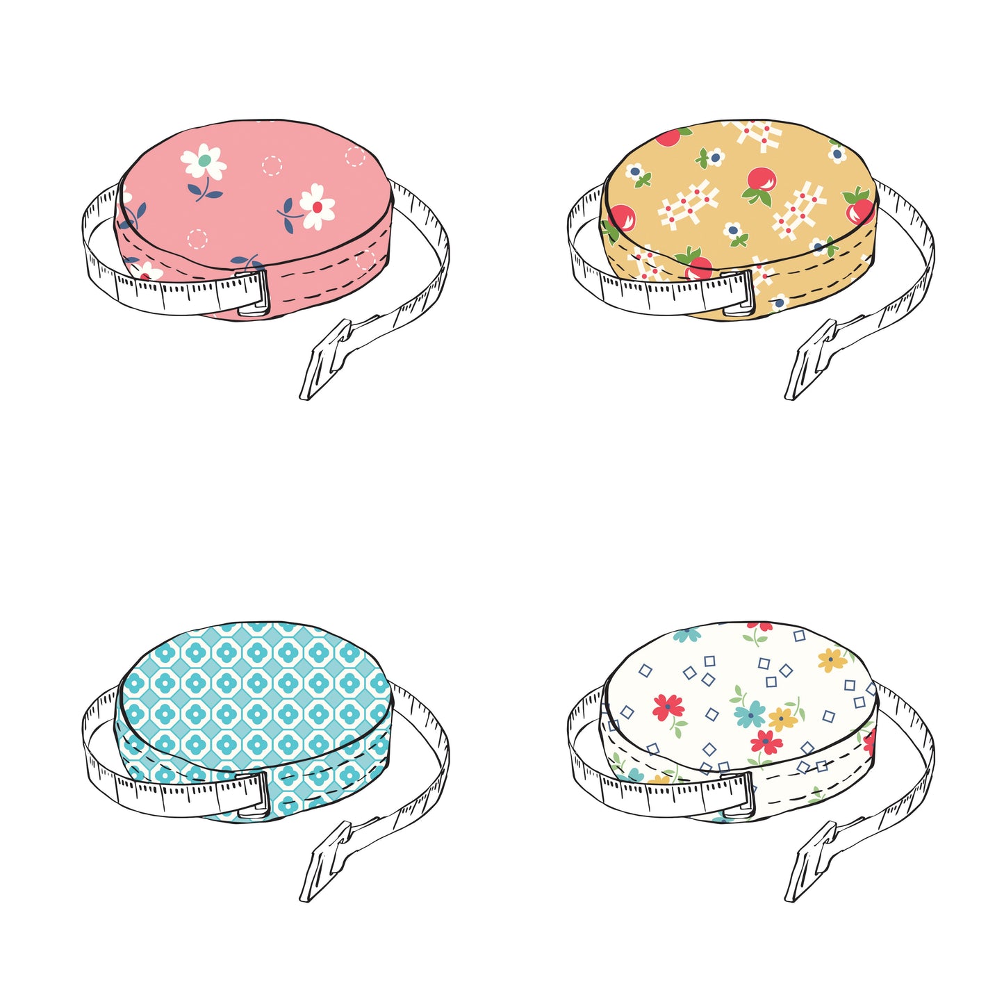 Fabric Covered Tape Measures - Assorted colors