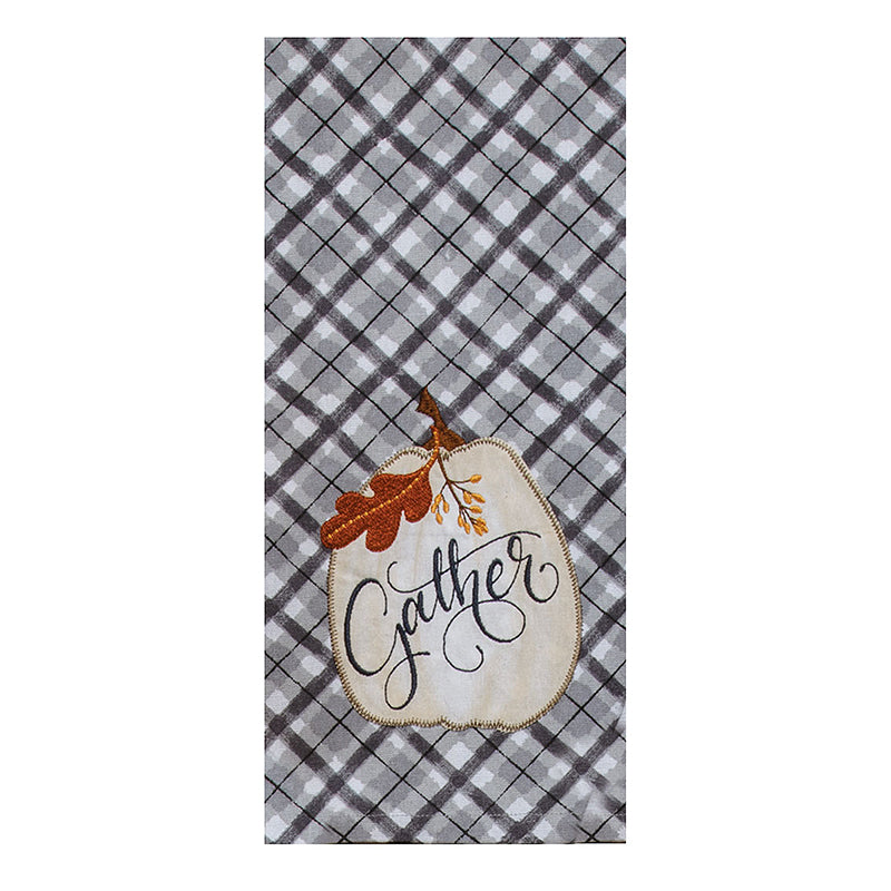 Tea Towel Gingham Appli Gather