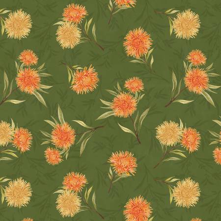 Chickadee Charm Green Floral Toss