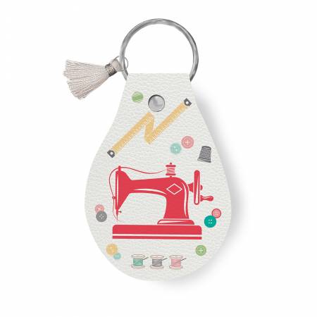 Leather Circle Key Chain My Happy Place Sewing Machine