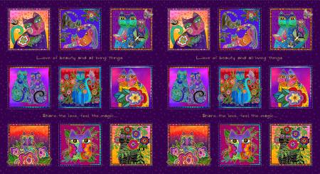 Fantasticats Dark Purple Metallic Digital Blocks 24" x 44" Panel