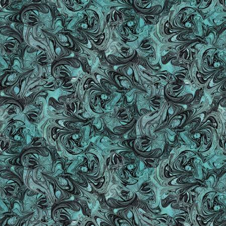 Faboolous Teal Halloween Digital Marbling