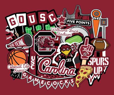 NCAA South Carolina Doodle Panel Cotton 36inx 43in