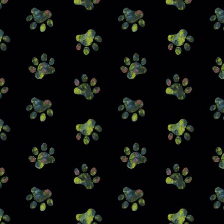 Black/Multi Paw Prints