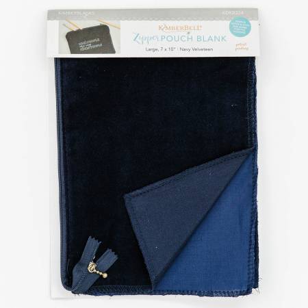 Zipper Pouch Blank Navy Velveteen Large KDKB234