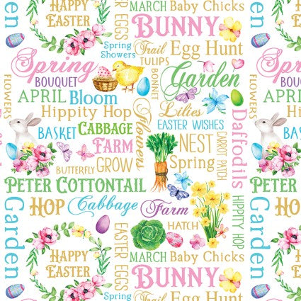 Cottontail Farms Springtime Words White