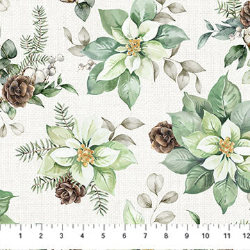 White Linen Christmas Open Poinsettia