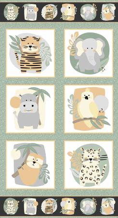 Into the Jungle Multi 10" x 10" Blocks 24" x 44" Panel