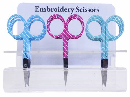 Embroidery Scissor Clear Plastic Display White Stripes on Colors Handle