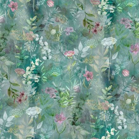 Blush Garden Dusty Blue Floral Blossom