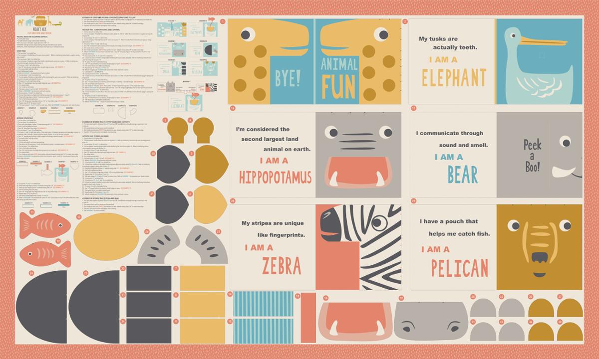 Noahs Ark Animal Book Cloud Panel 36" x 60"