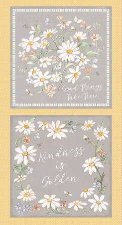 Daisy Field Gold Digital 24" x 42" Pillow Panel