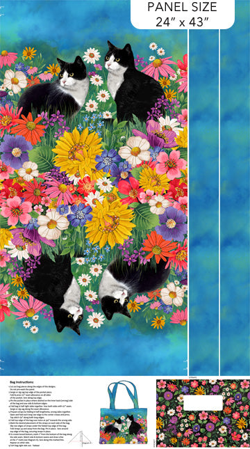 Hide and Seek 24" x 43" Tote Bag Panel Blue Multi