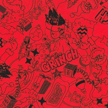 Tonal Grinch Red Quilting Cotton