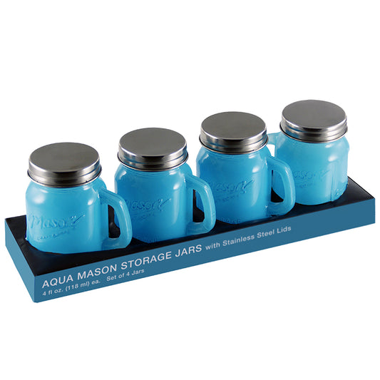 Aqua Mason Storage Jars