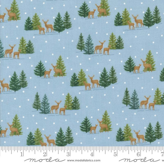 Woodland Winter Tiny Trees / Deer in Trees Sky Blue
