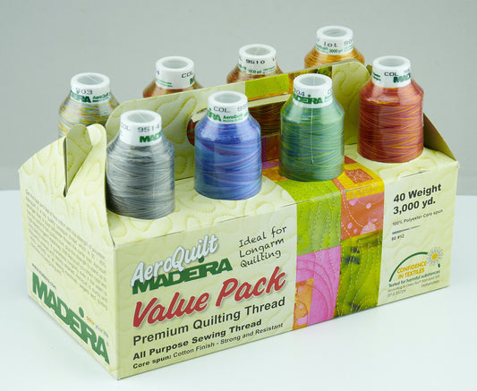 Aeroquilt 8 Cone Variegated Value Pack 40 wt X 3000 Yard Variegated