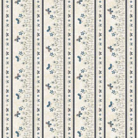 Butterflies and Bloom Cream Border Stripe