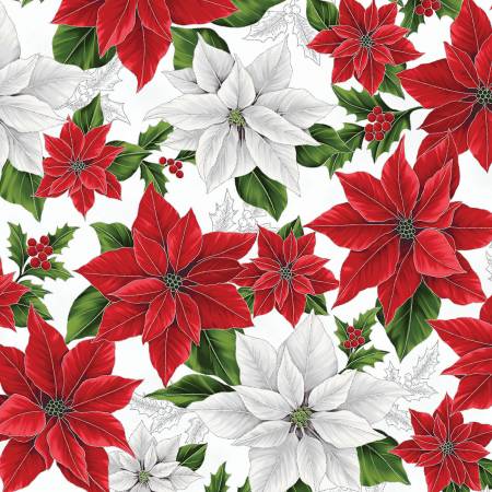 Blooming Holidays Ice/Silver Red & White Poinsettias