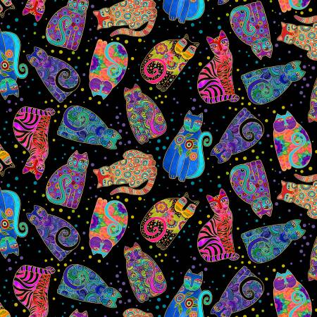 Fantasticats Black Metallic Digital Tossed Cats