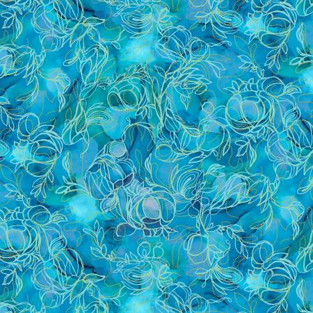 Painted Sea - Flowing Linework Teal