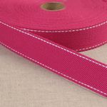 100% Cotton Webbing with Stitches Fuschia