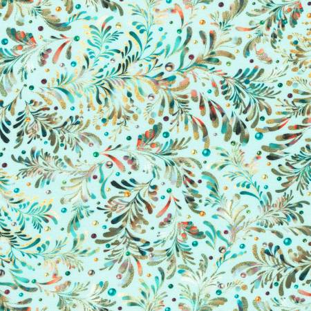 Merriment Leaves Sky Quilting Cotton