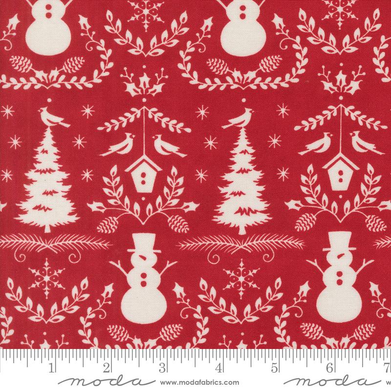 Winter Friends Damask Berry Red