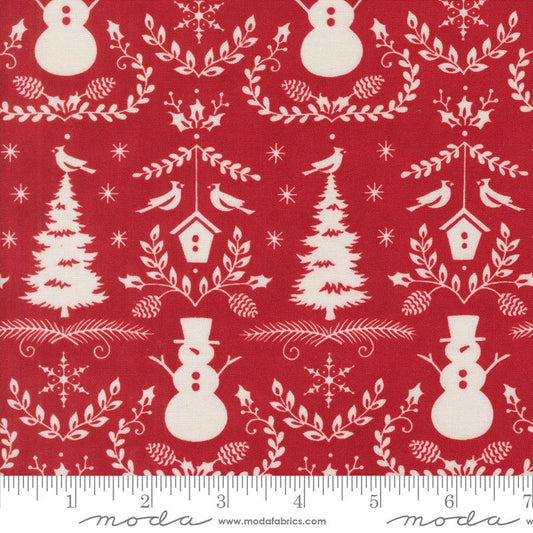Winter Friends Damask Berry Red
