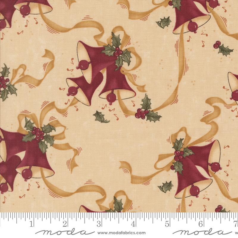 A Vintage Christmas Ribbon Holly / Christmas Bells Tan