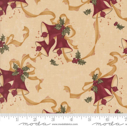 A Vintage Christmas Ribbon Holly / Christmas Bells Tan