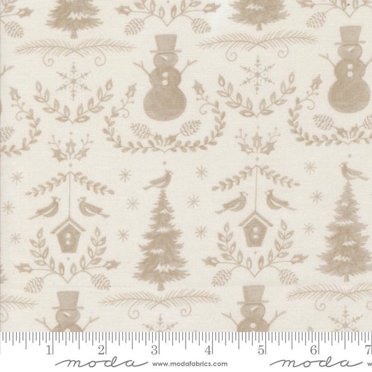 Winter Friends Damask Snowy White