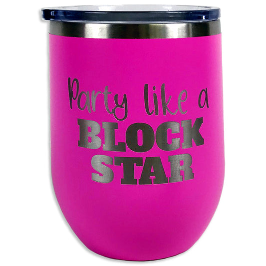 Tumbler Pink Party Block Star 12 ounce with lid