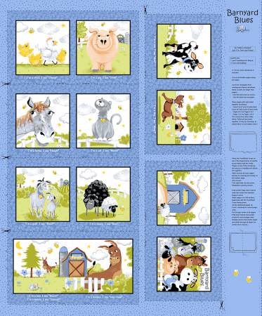 Barnyard Blues 36" x 42" Storybook Denim Panel