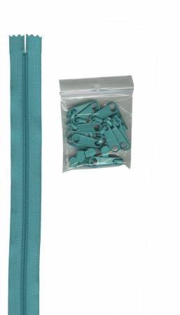 4 yards of 16mm #4.5 zipper chain and 16 Extra-Large Coordinated Pulls Turquoise