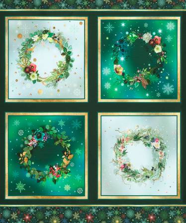 Merriment Wreath 36" x 44" Panel Winter Quilting Cotton