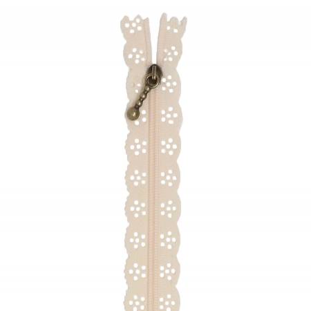 14" Zipper Kimberbellishments Lace Buttermilk