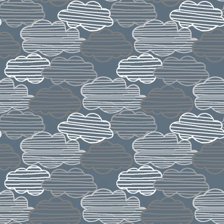 Cuddle Cubs Packed Clouds Blue Flannel