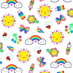 SUNSHINE & RAINBOWS || ICE CREAM, RAINBOW, SUN ALLOVER || White