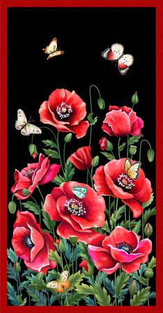 What's Poppin Black Poppy Panel 24in x 44in-DCX10829-BLAC