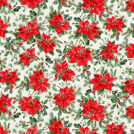 Tis The Season Cream Christmas Flower w/Metallic