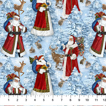 St Nicholas Santas Lt Blue Multi