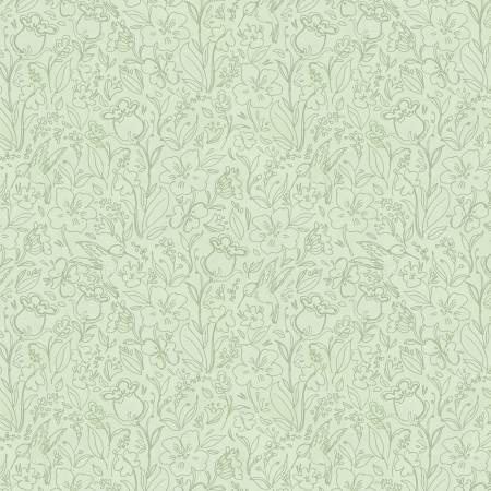 Hummingbird Floral Green Toile