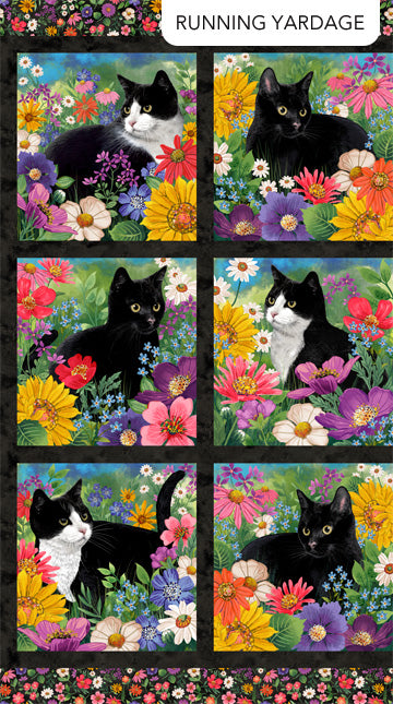 Hide and Seek Cat Blocks Black 24" x 43" Panel Multi