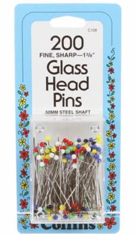 Extra Fine Glass Head Pin Size 23 - 1 3/8in 250ct